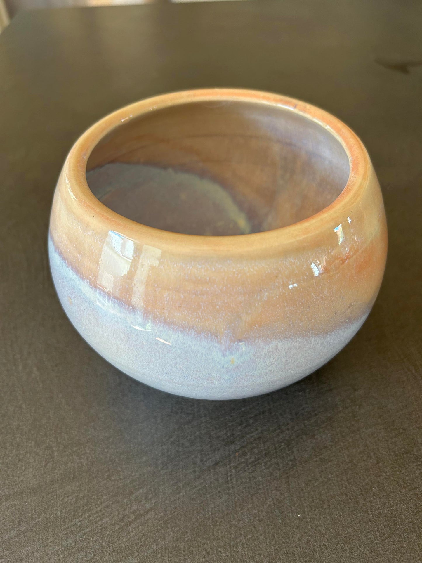 Round Blue and Peach Vase (Anne OBrien) – 2