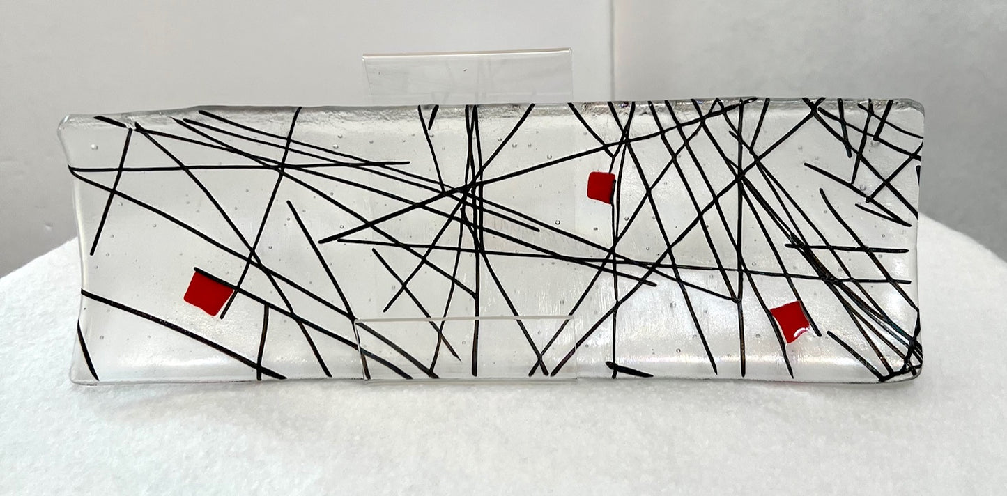 Narrow fused glass serving plate Iridescent (Debbi LoCicero) – 2