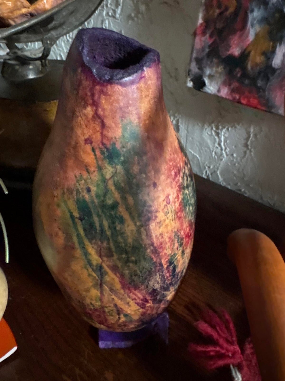 Swirl Vase in green and purple (Debra Jenkins) – 2