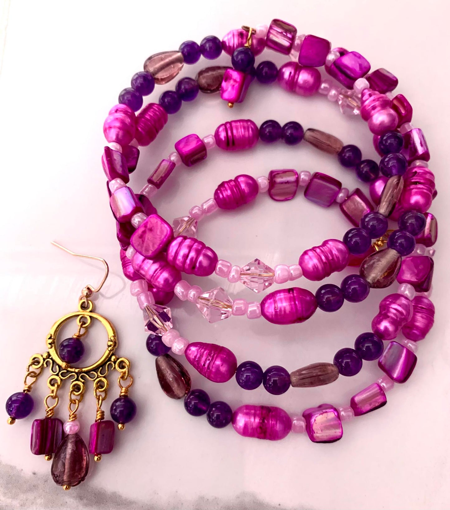 Purple and pink memory wire bracelet (Cheryl Burss) – 2