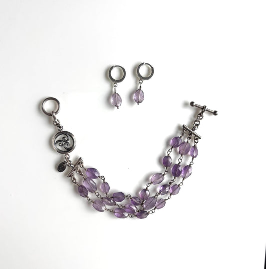 Triple Swirl 3-Row Amethyst Toggle Bracelet (Carol Koch) – 2