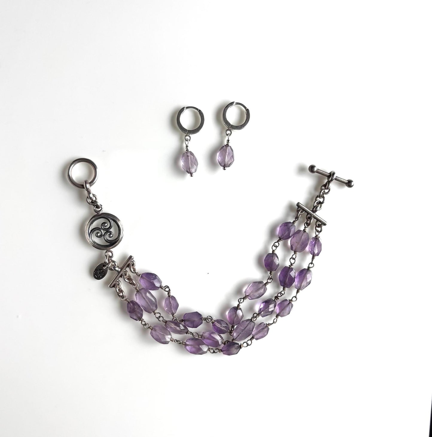 Triple Swirl 3-Row Amethyst Toggle Bracelet (Carol Koch) – 2