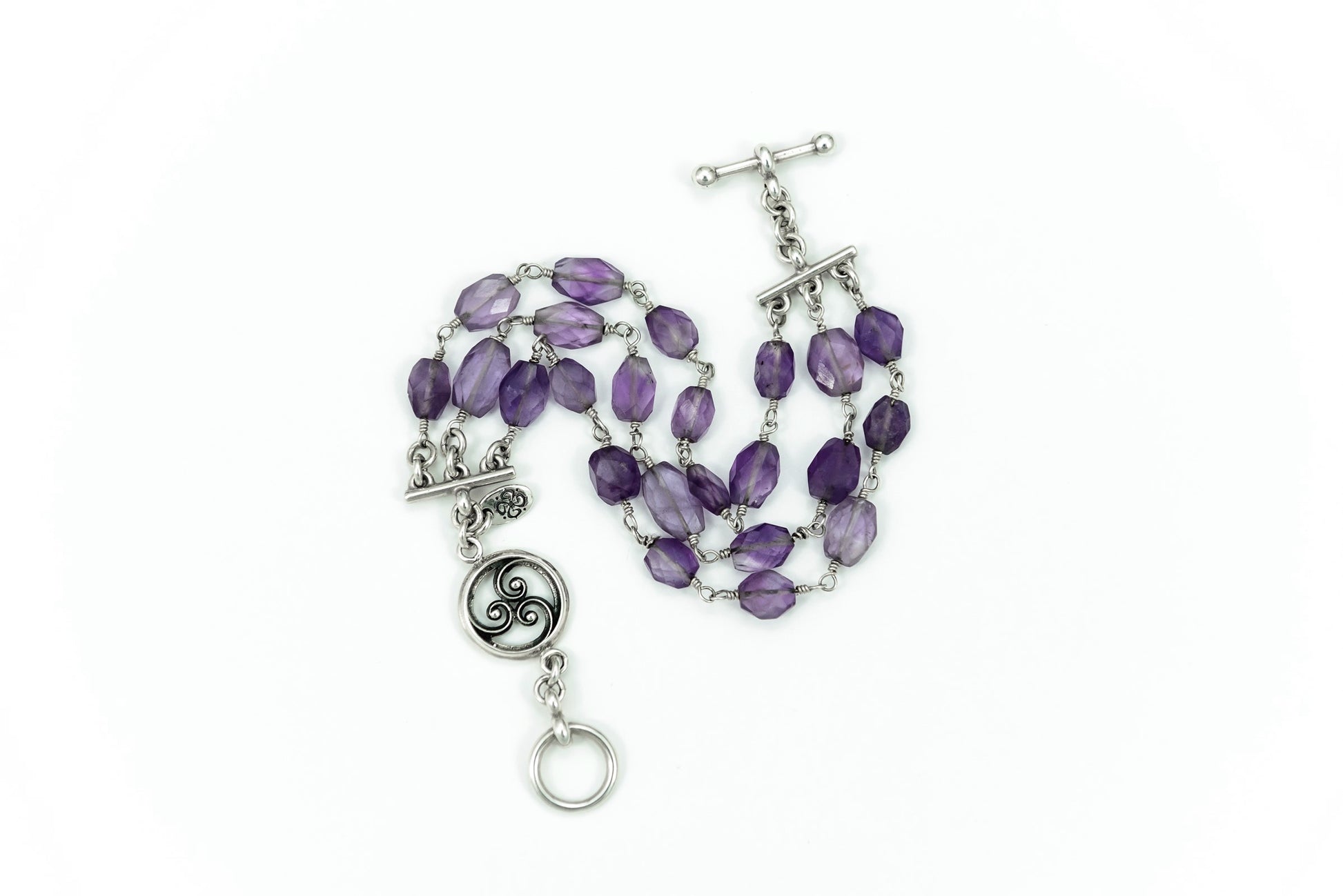 Triple Swirl 3-Row Amethyst Toggle Bracelet (Carol Koch) – 2