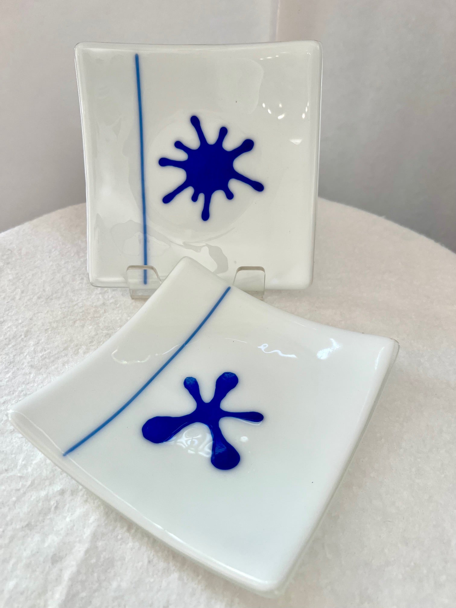 Fused Glass Appetizer Plate: Blue Splat (Debbi LoCicero) – 2