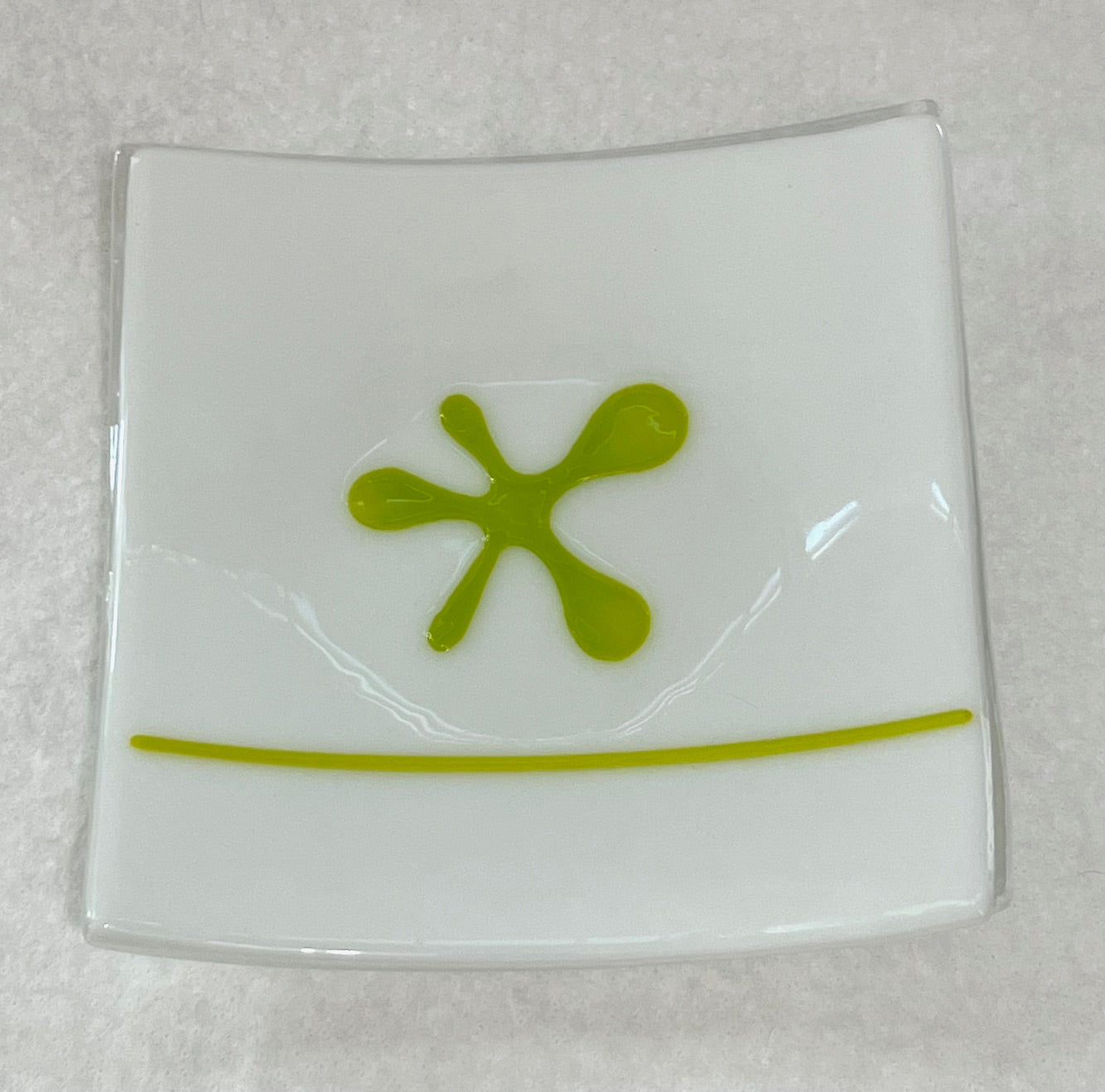 Fused Glass Appetizer Plate: Lime Green Splat (Debbi LoCicero) – 2