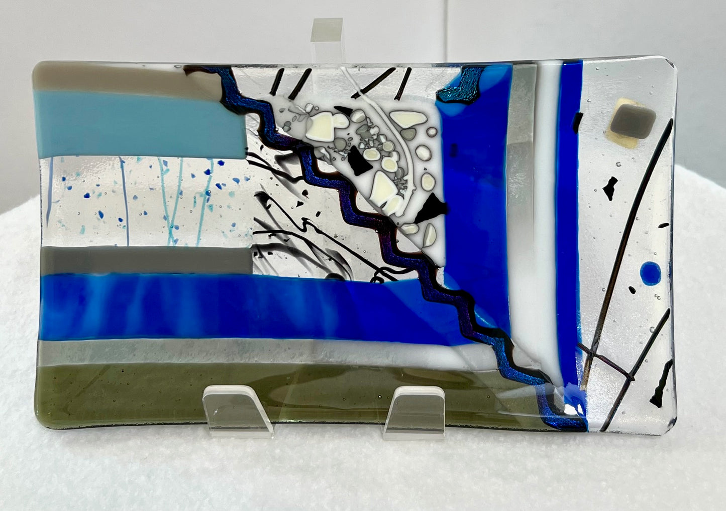 Fused Glass Serving Plate: Blue Dichroic (Debbi LoCicero) – 2