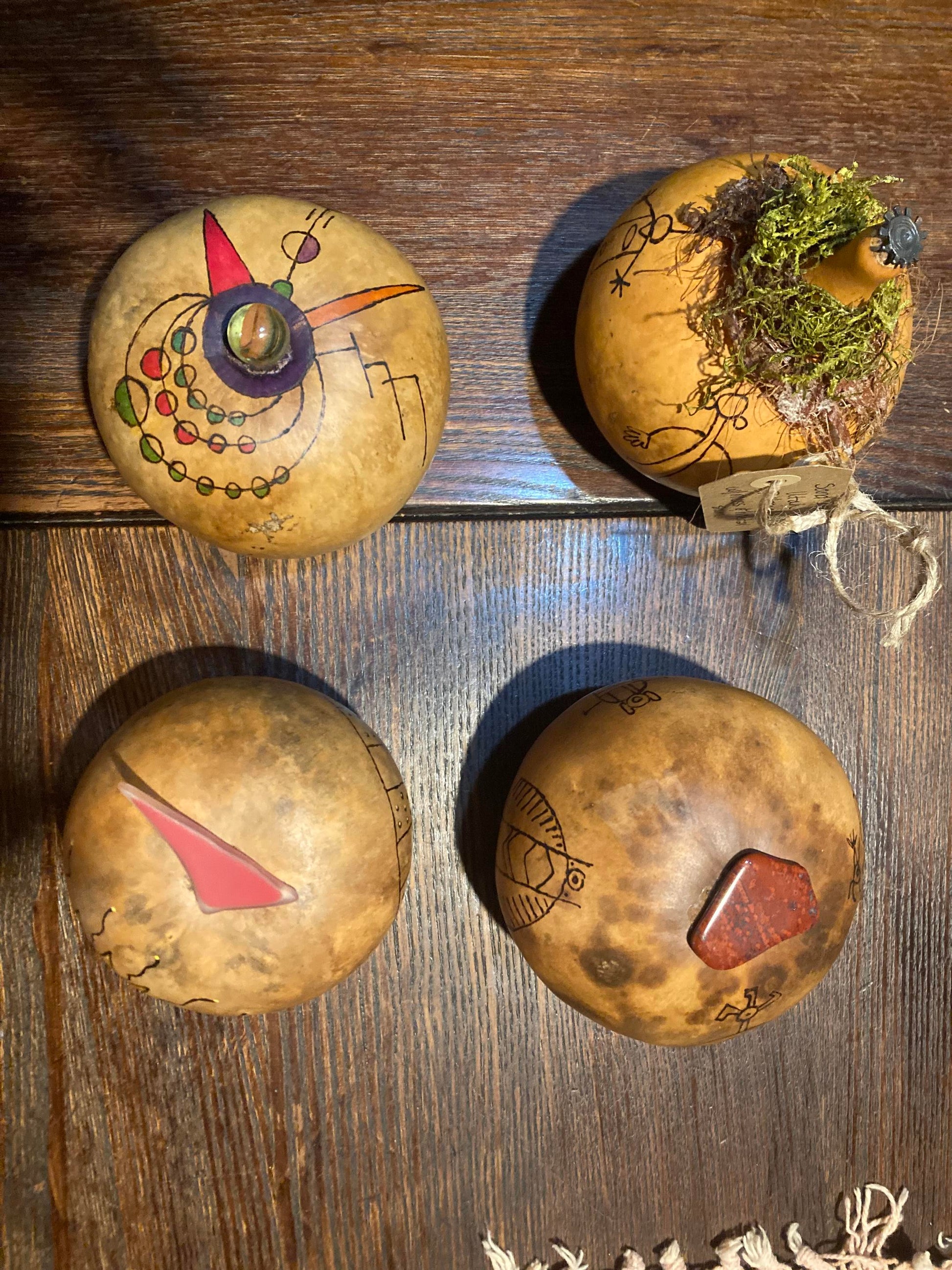 Woodburned gourds (Debra Jenkins) – 2