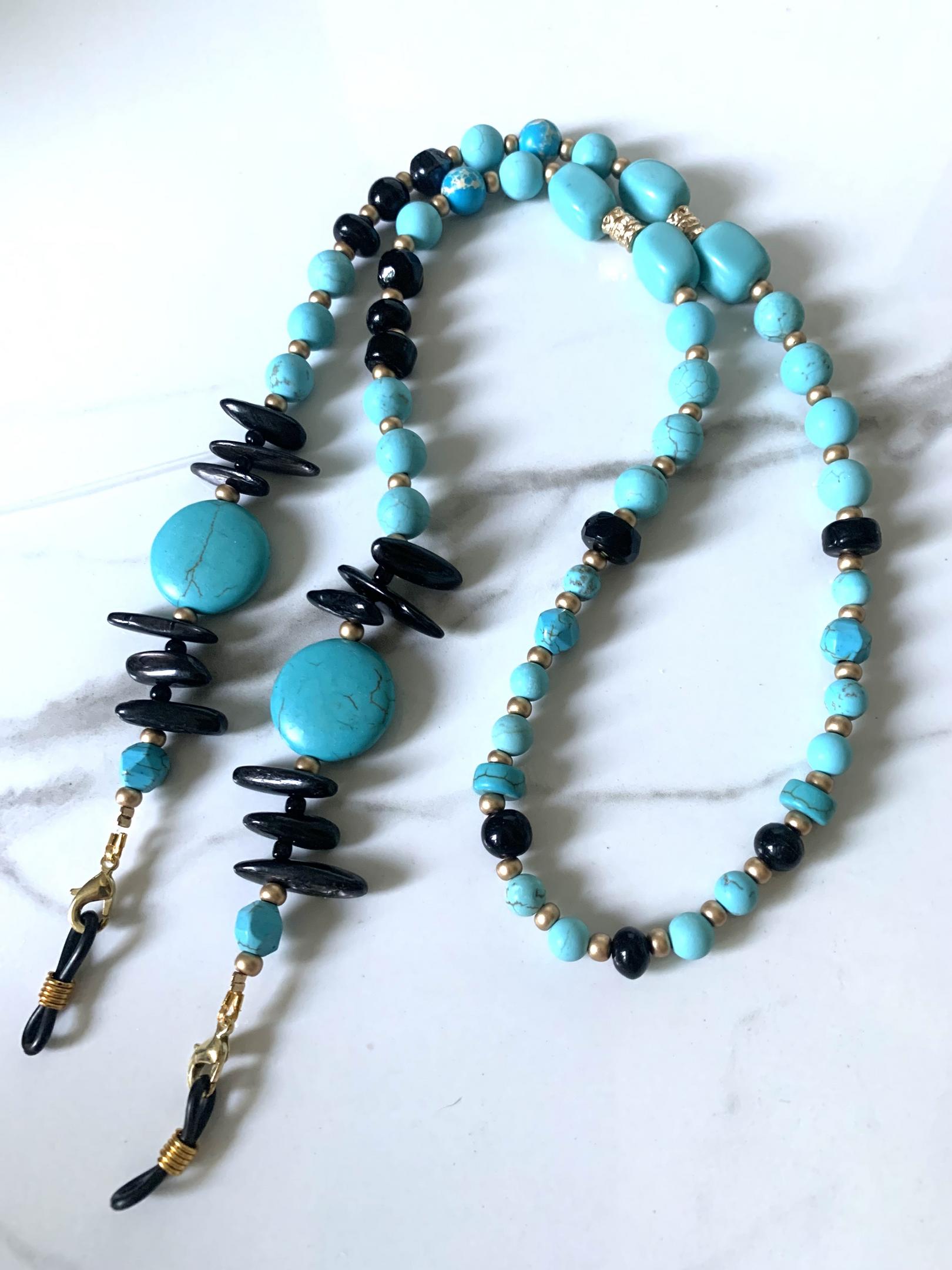 Tourquoise and Onyx Glasses Chain (Cheryl Burss) – 2