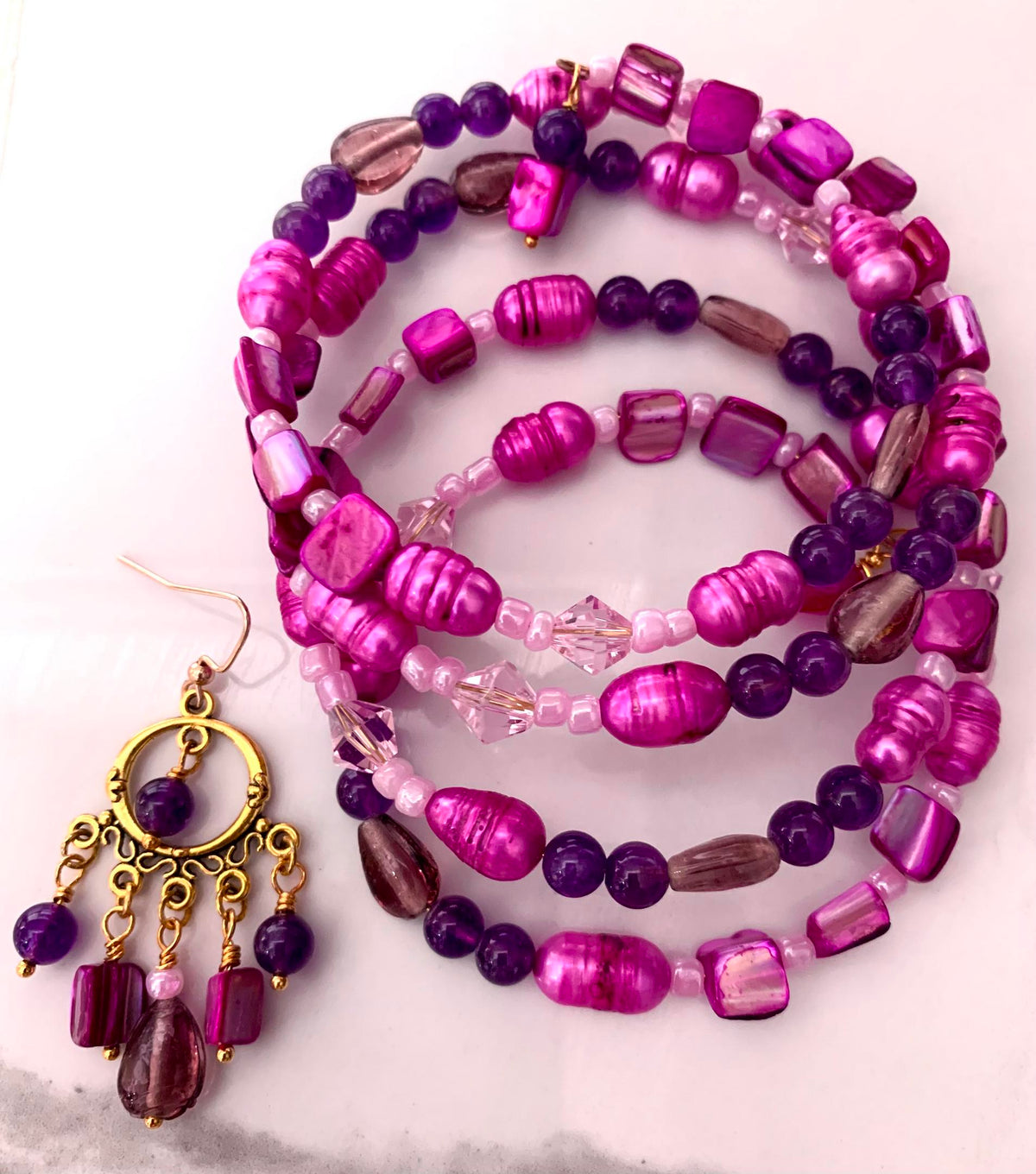 Purple and pink memory wire bracelet (Cheryl Burss) – 2