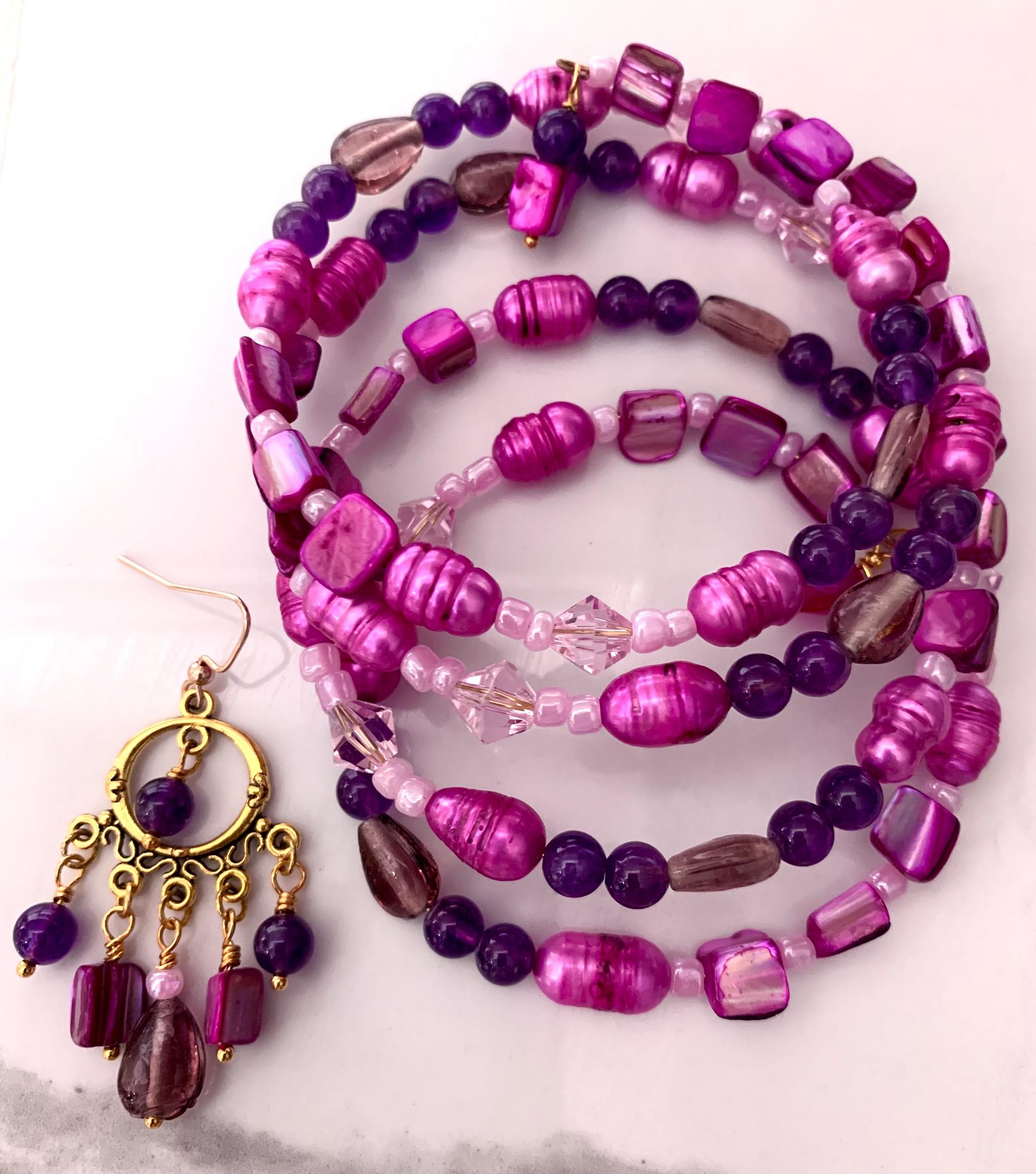 Purple and pink memory wire bracelet (Cheryl Burss) – 2