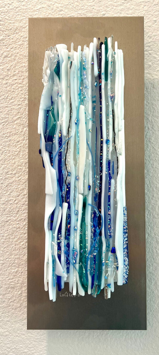 "Ice" Glass Wall Panel Blue + White (Debbi LoCicero) – 2