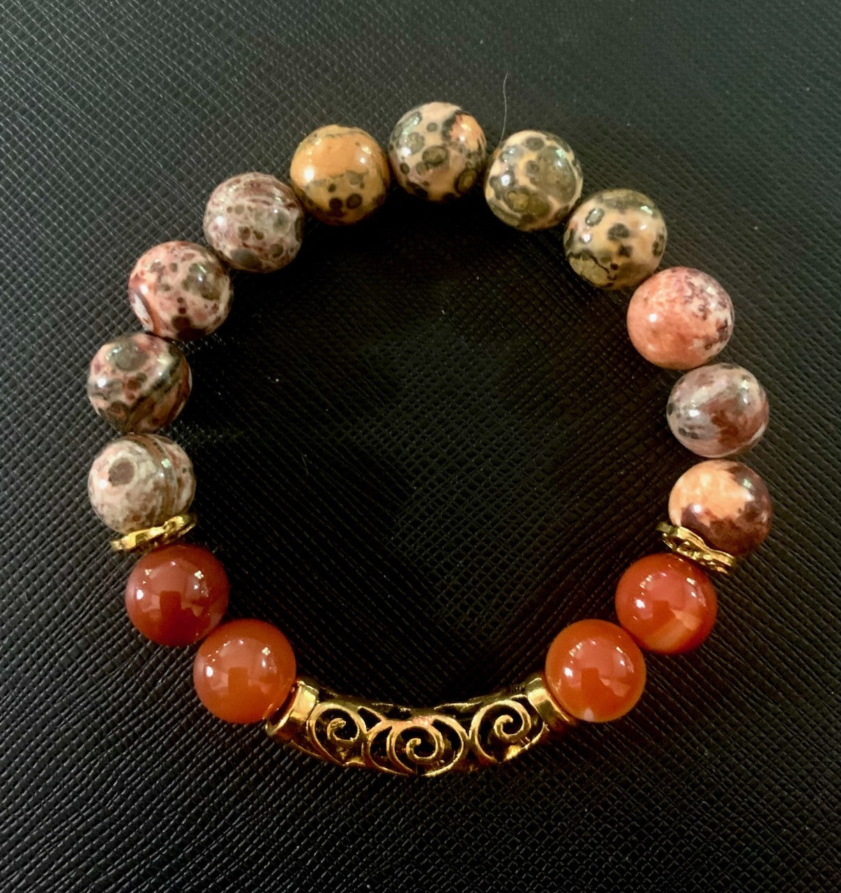 Leopard skin jasper stretch bracelet (David Burr) – 2