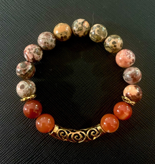 Leopard skin jasper stretch bracelet (David Burr) – 2