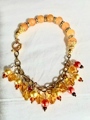 Mango chalcedony beaded dangle bracelet (David Burr) – 2