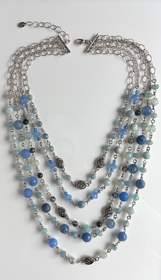 Mixed Blues Five-Row Necklace (Carol Koch) – 2