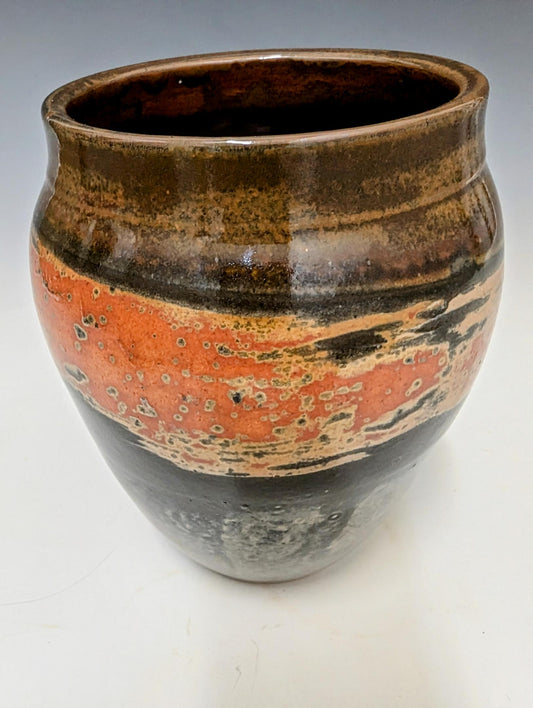 Ceramic porcelain vessle, carbon trap shino (Roark Shirley) – 2